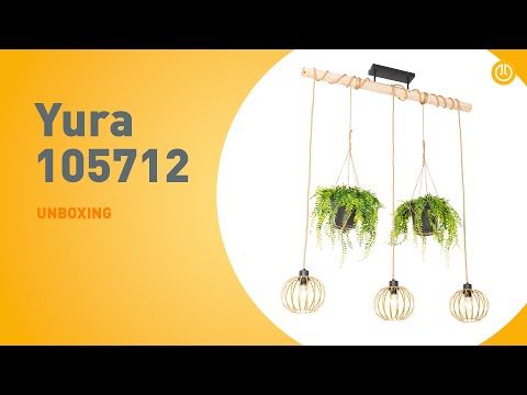 Landelijke hanglamp goud met hout 3-lichts - Yura