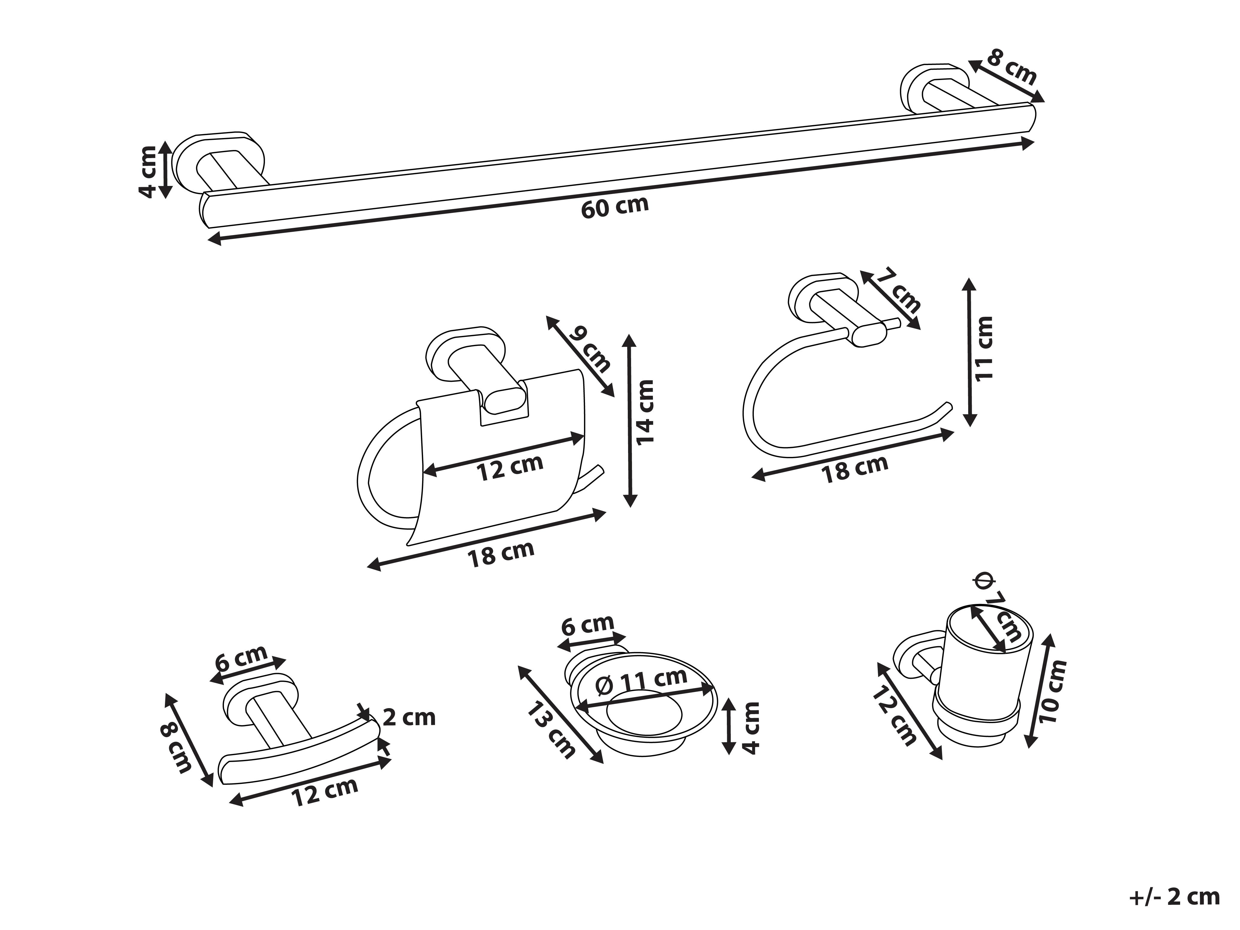 6-delige badkamer hardware set TOCOPILLA met handdoekstangen en -haken Zilver