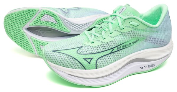 Chaussures Running Mizuno Wave Rebellion Flash 2 Vert Homme