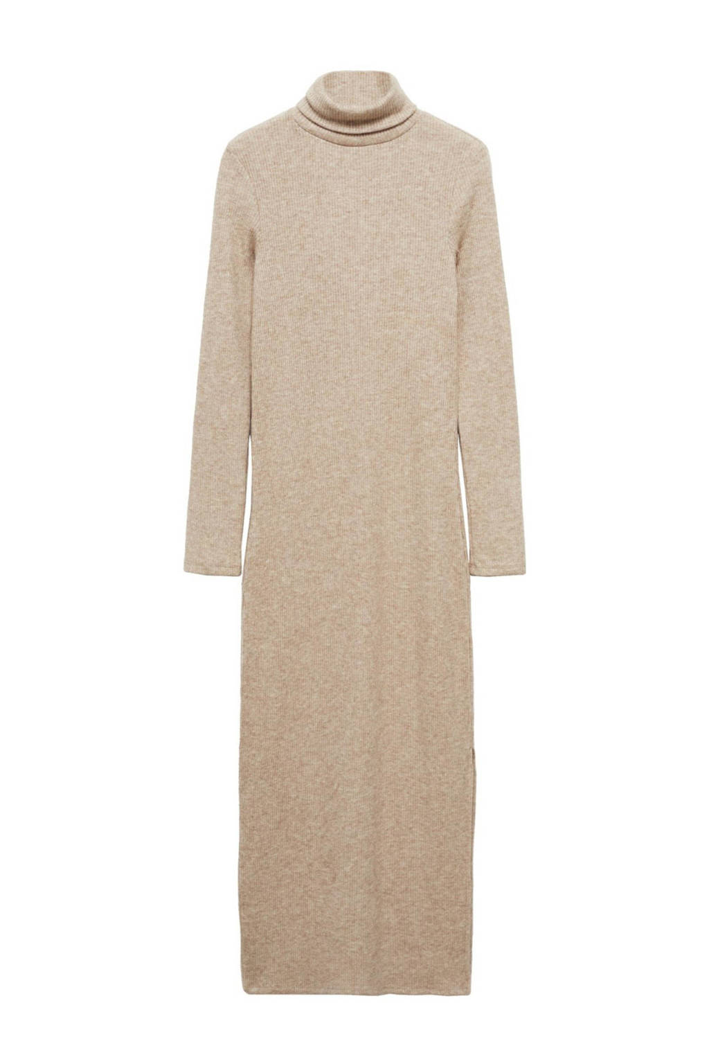 MANGO TEEN ribgebreide maxi jurk pastelbruin