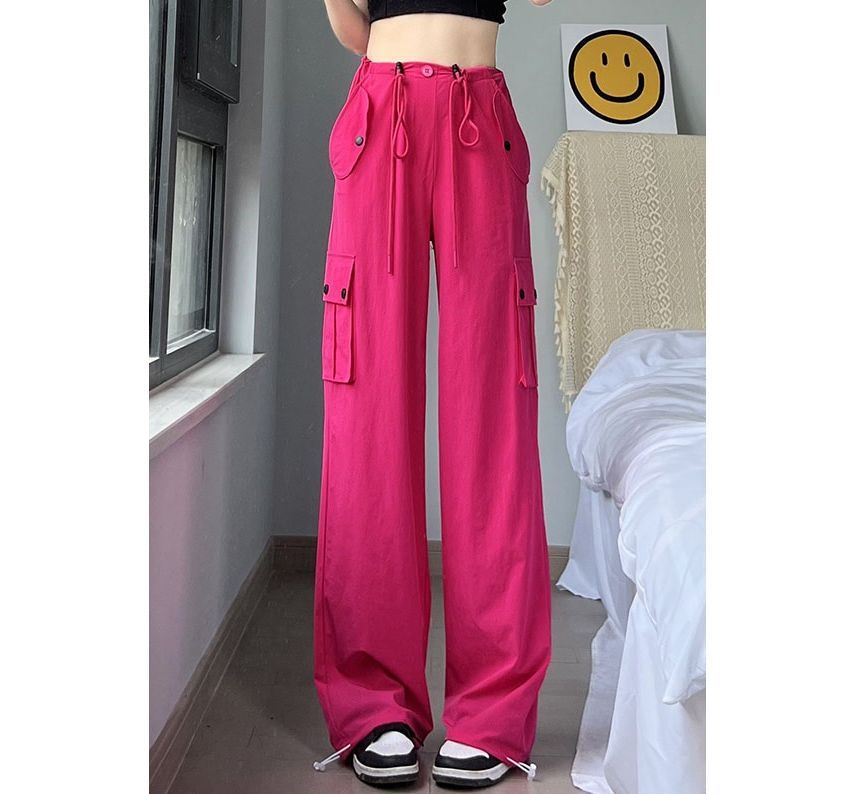 evanesce - Effen cargo-joggingbroek met hoge taille en wijde pijpen