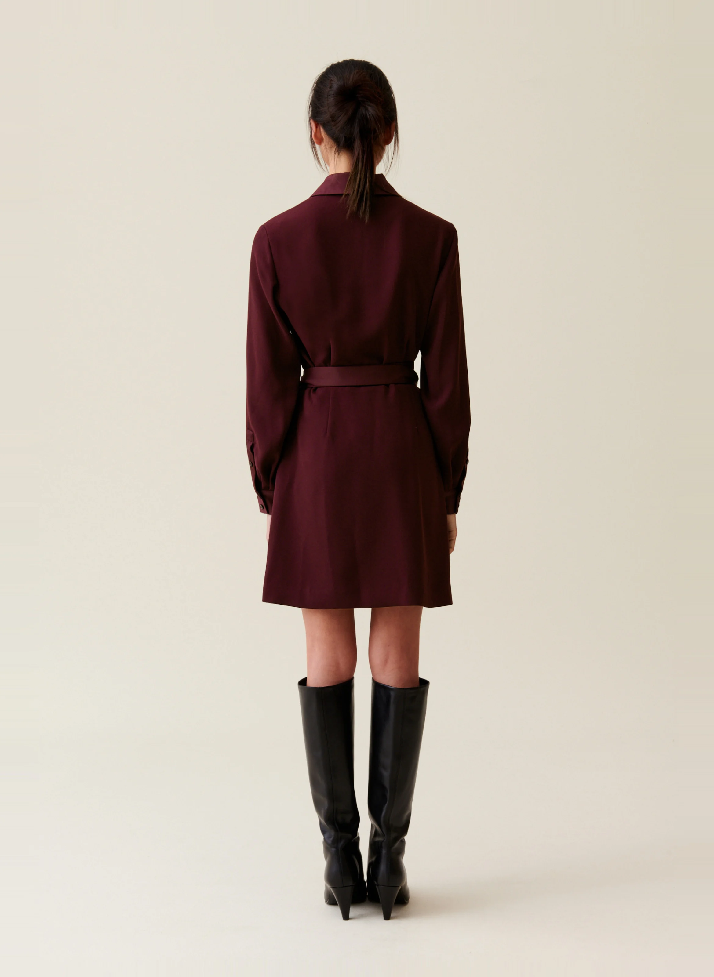 Manteau droit col tailleur| Rouge