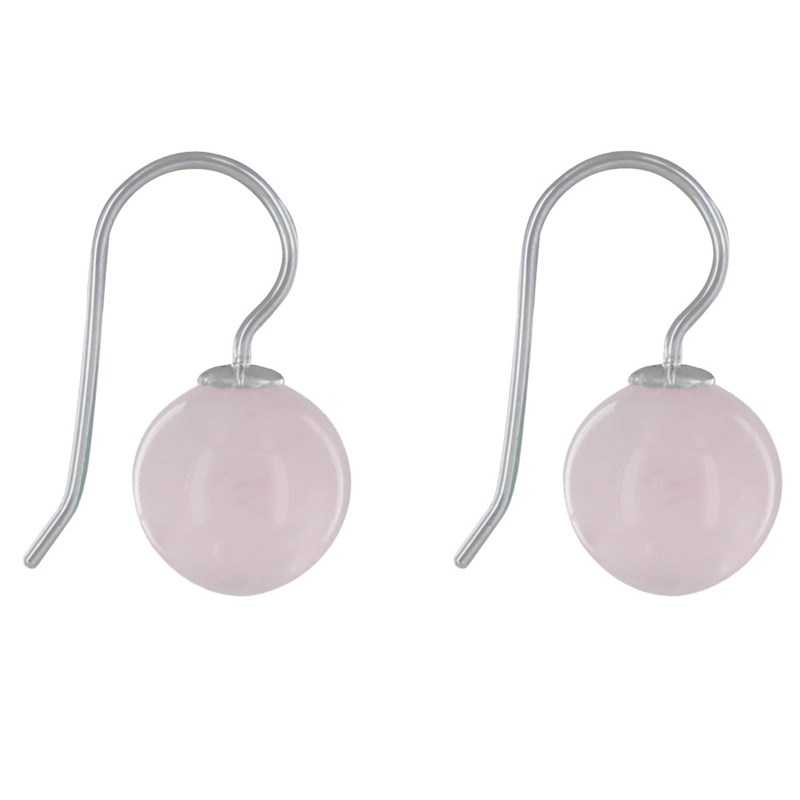 Boucles d'Oreilles Argent Billes de Quartz Rose