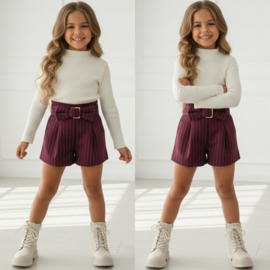 Short fave set - Wit/bordeaux