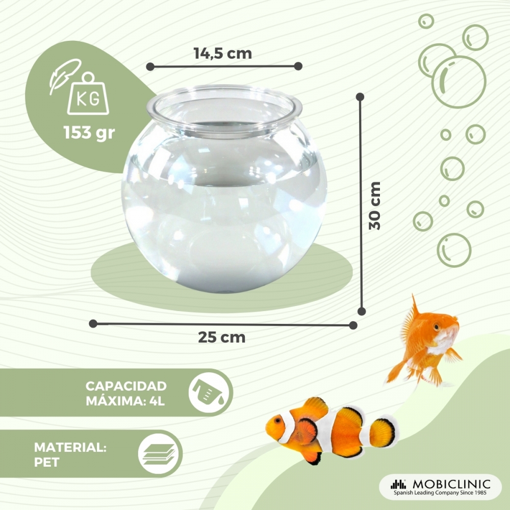 Aquário transparente de 4 litros em PET ecológico para peixes pequenos, fácil de limpar, Nemo Aquatic Garden