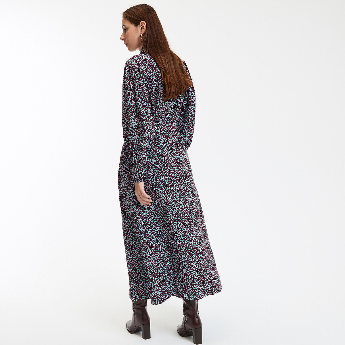COLEÇÃO LA REDOUTE<br>Vestido longo e evasê, mangas compridas