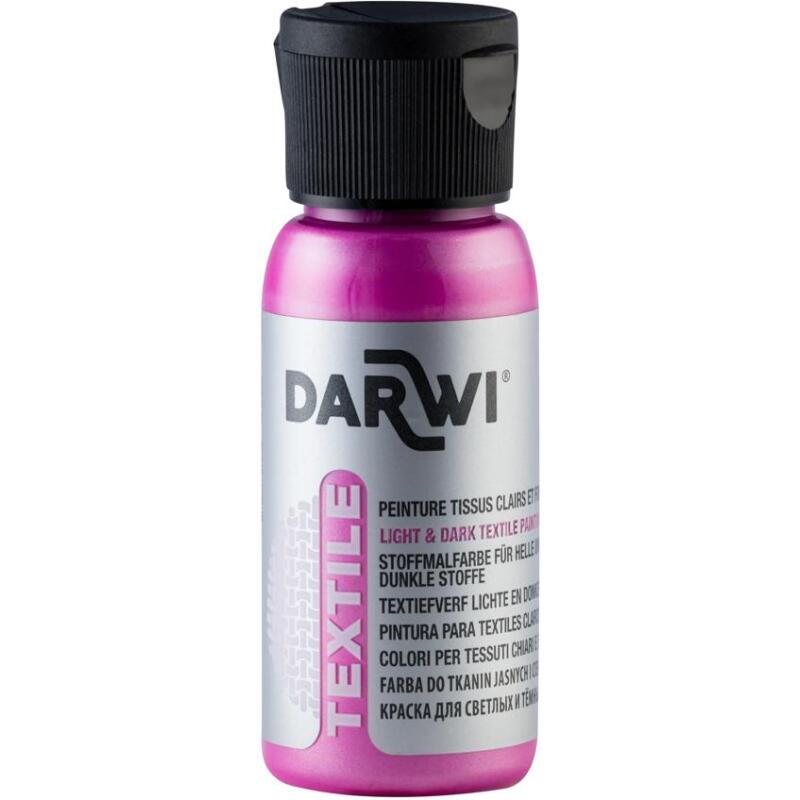 DARWI Flacon de 50 ml de Peinture Textile Nacrée - Rose nacré