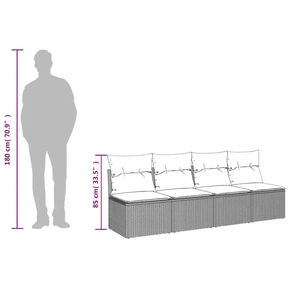 vidaXL - Tuinbank - Zwart - Poly rattan