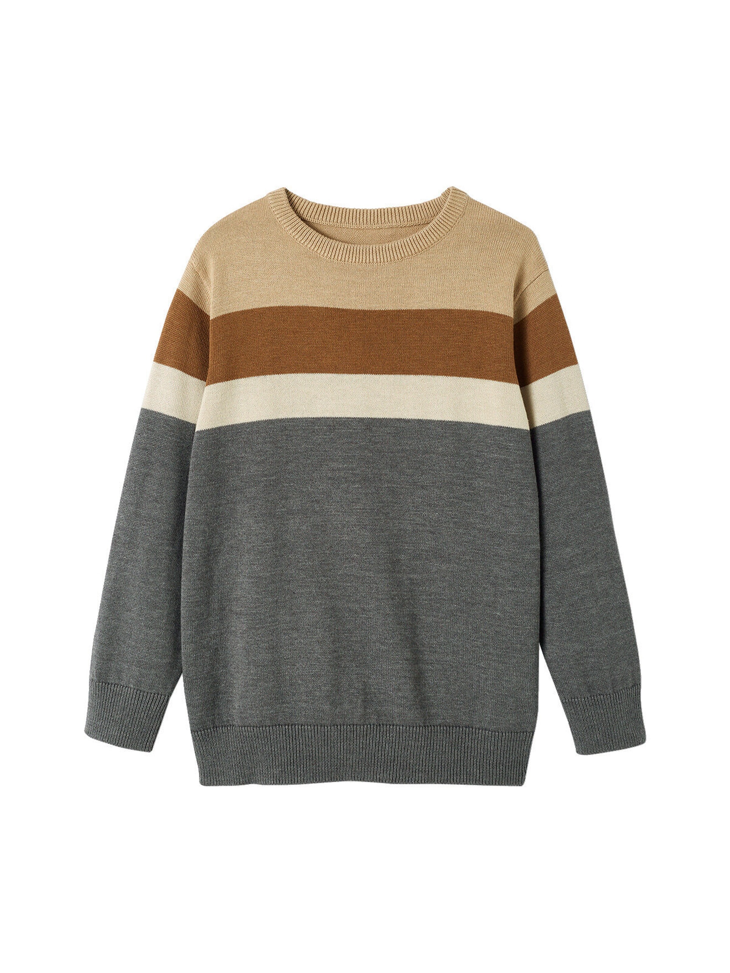 Vertbaudet Jungen Feinstrickpullover mit Streifen grau meliert