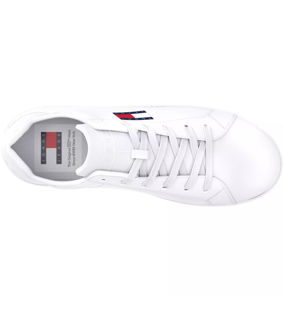 Tênis plataforma Tommy Jeans em couro branco - Altura da plataforma: 4 cm -