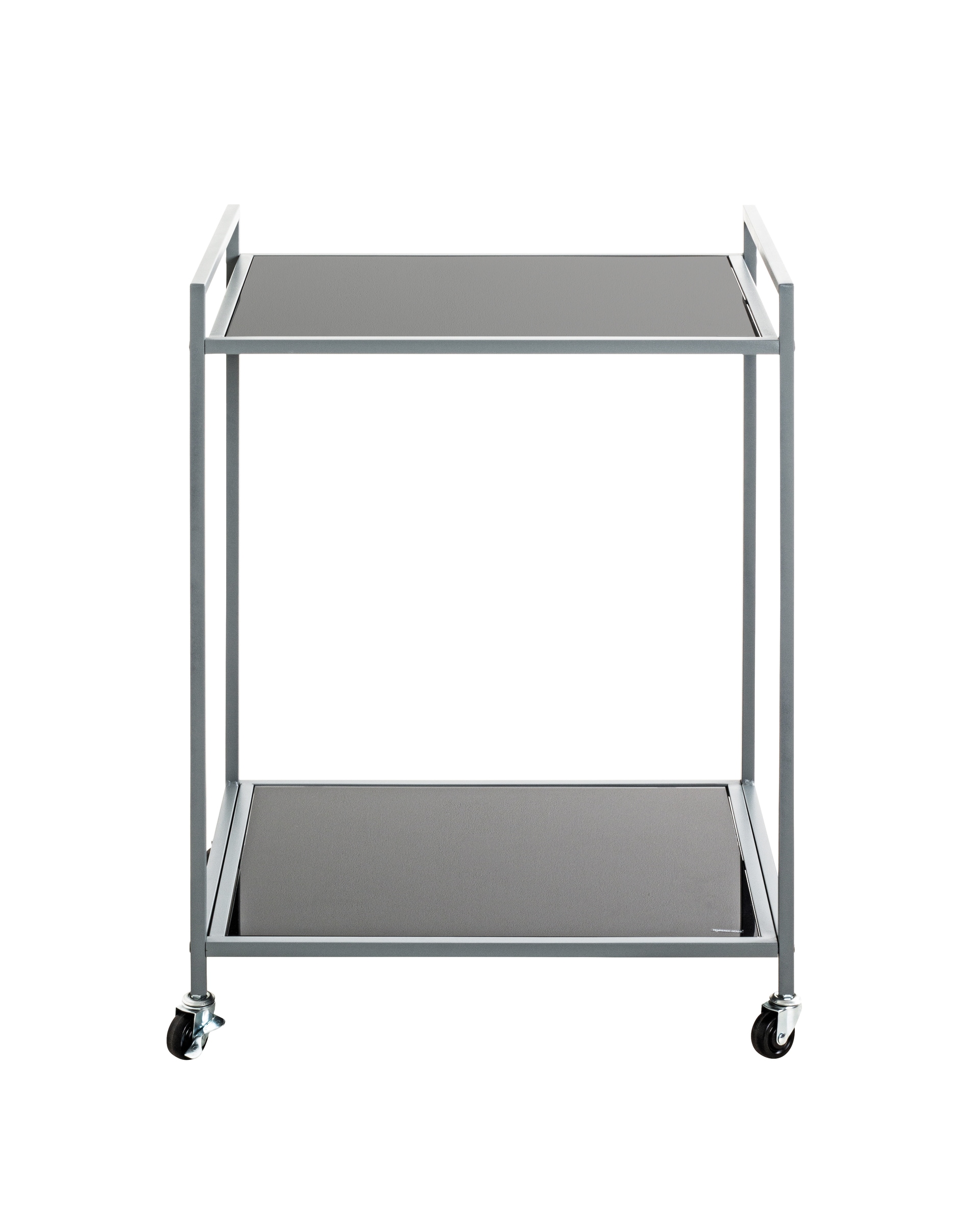 Beistelltisch auf Rollen 50 x 36 cm Glas schwarz lackiert/grau