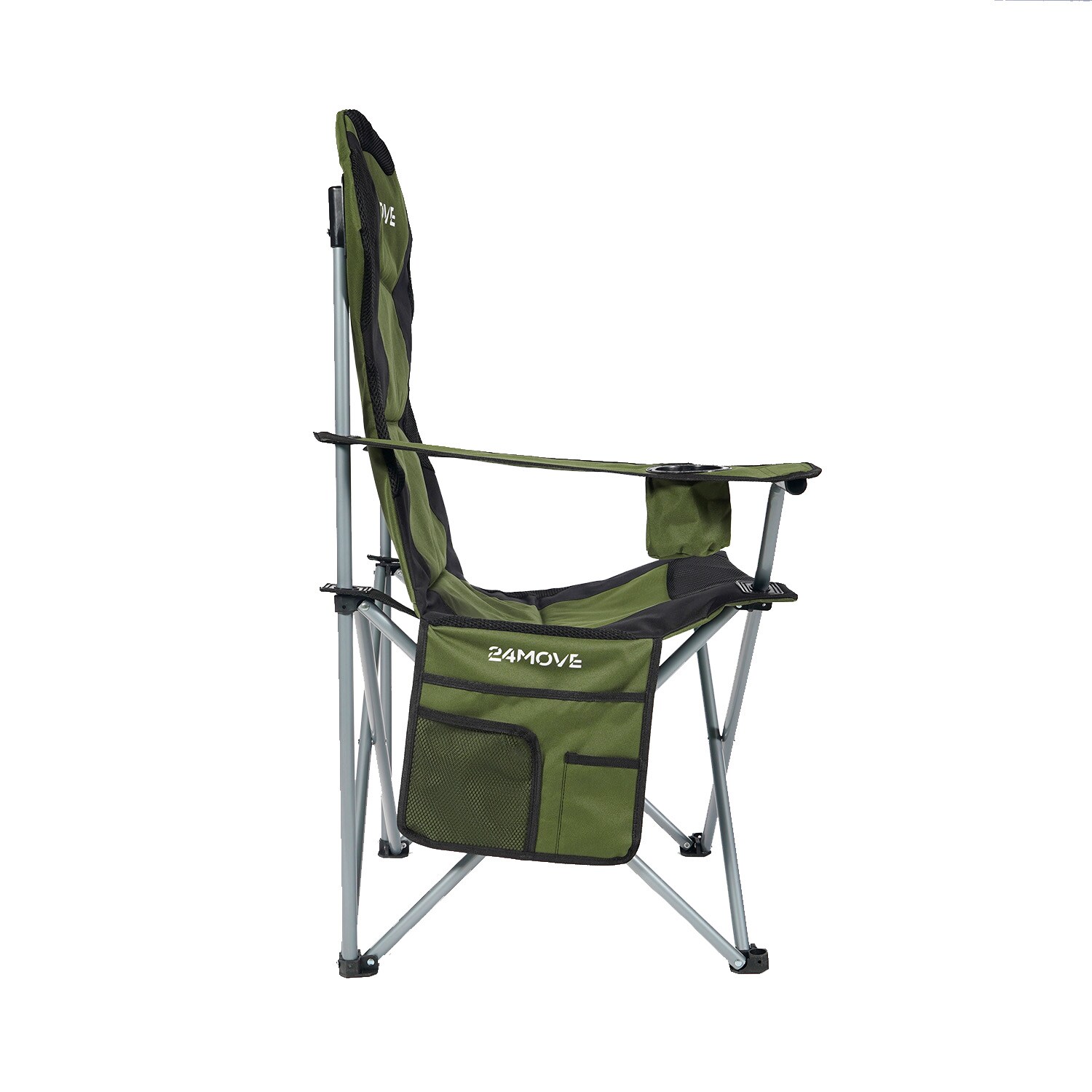 24MOVE® Campingstuhl Salvador faltbar Camping Klappstuhl gepolstert inkl. Tragetasche, bis 150kg belastbar, grün