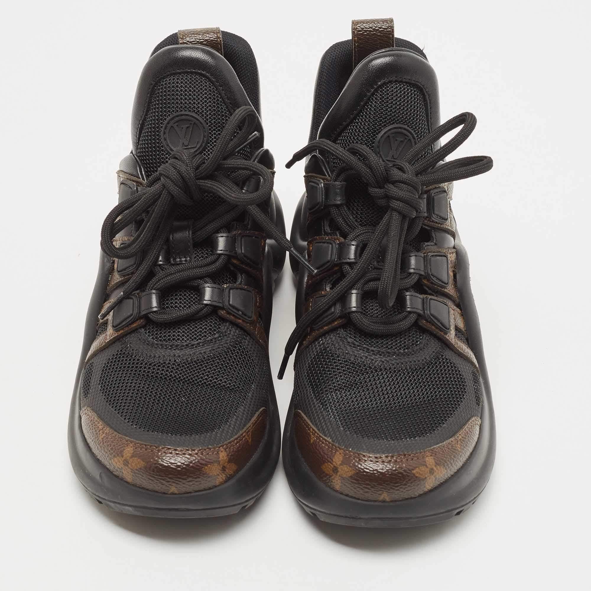 Louis Vuitton Black/Brown Monogram Canvas and Mesh Archlight Sneakers