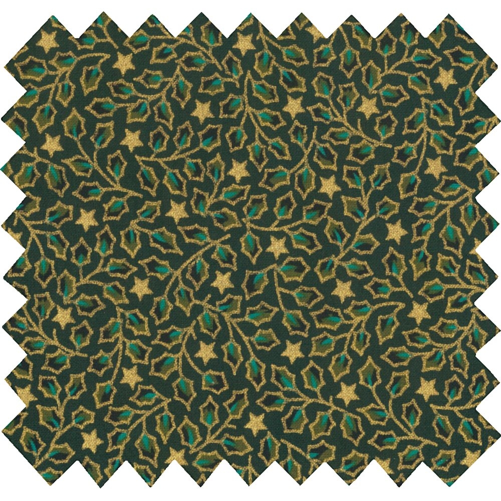 Coupon Tissu 1 M Houx Vert Doré Ex1105