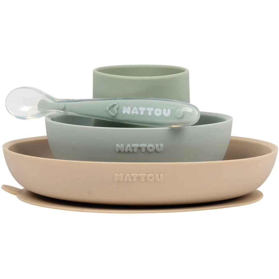 Nattou Esslern Set 4 teilig sand Grün
