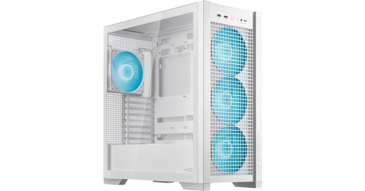 ASUSTUF Gaming GT302 ARGB midi tower behuizing  (Wit | 2x USB-A | 1x USB-C | RGB | Tempered Glass)
