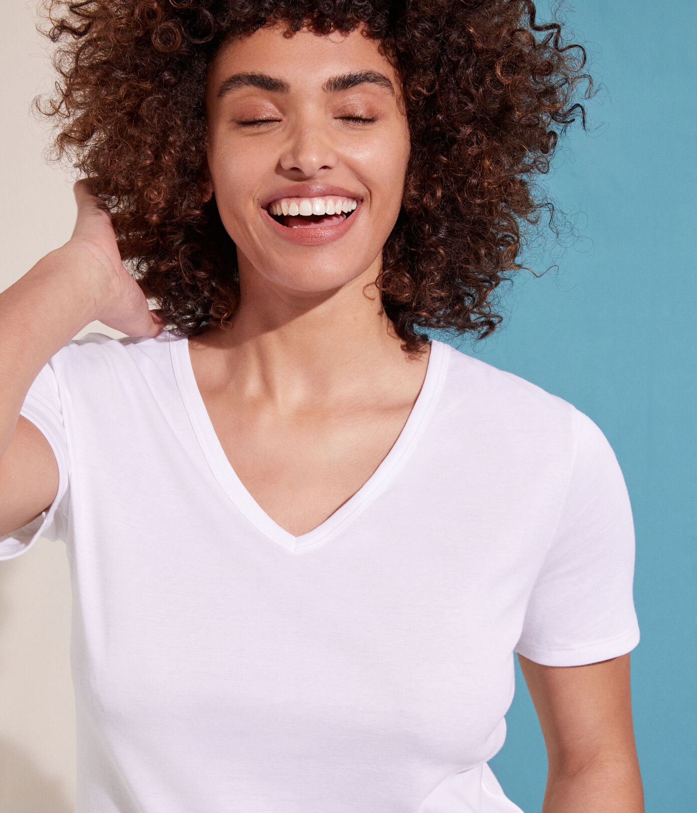 Tee-shirt L'ICONIQUE col V en coton Femme