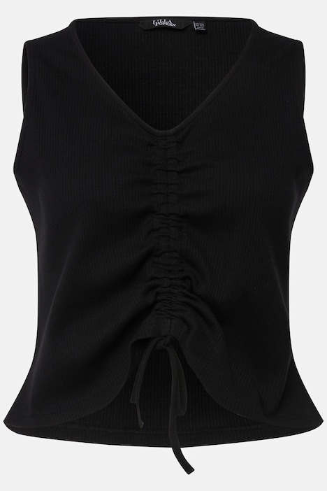 Top, Rippjersey, Slim, V-Ausschnitt, ärmellos