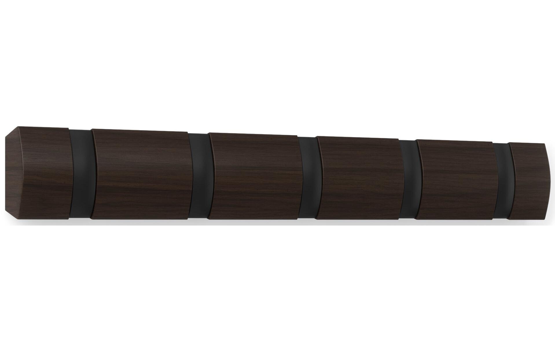 Wandgarderobe Flip 5 Haken, Schwarz/BraunGarderobenhaken zum einklappen