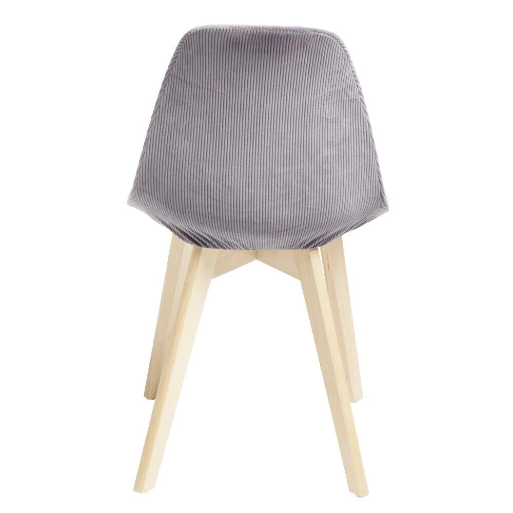 Housse de chaise velours côtelé L45xP40xH45cm - 2 modèles gris ou blanc