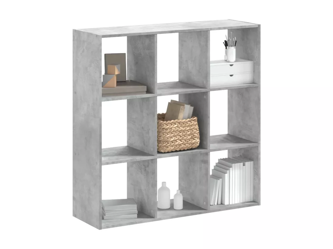 Bibliothèque gris béton 102x32x102 cm bois d'ingénierie