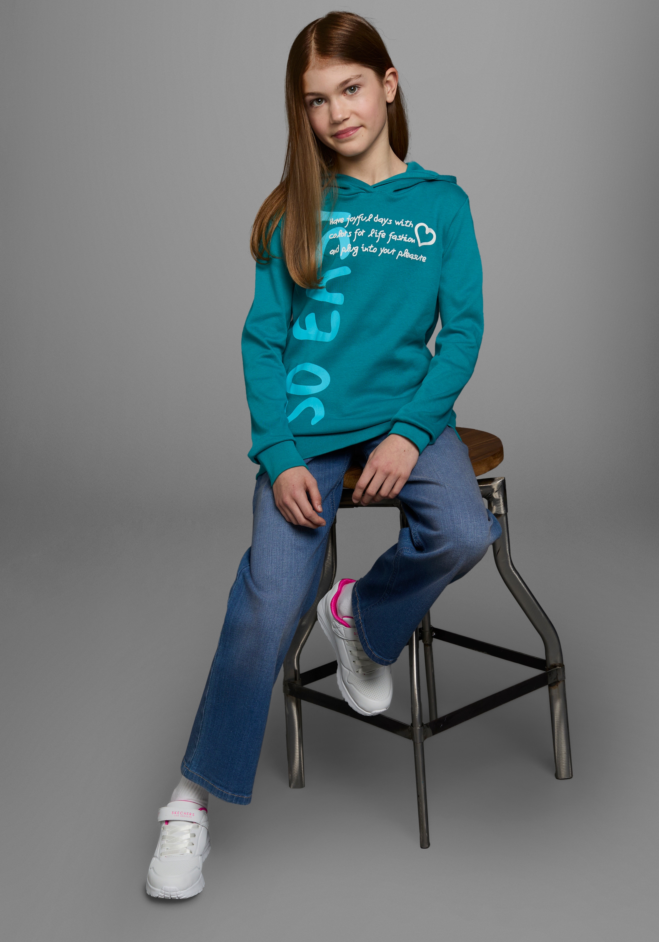 KIDSWORLD Kapuzenshirt »SO EASY - Print«, Langarm,  Basic-Passform,  mit modischen Drucken