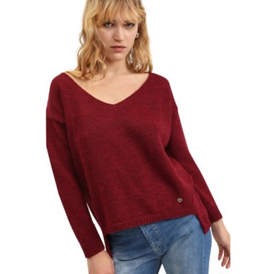 Pull femme Maille Unie Col V Asymetrique PLEASE