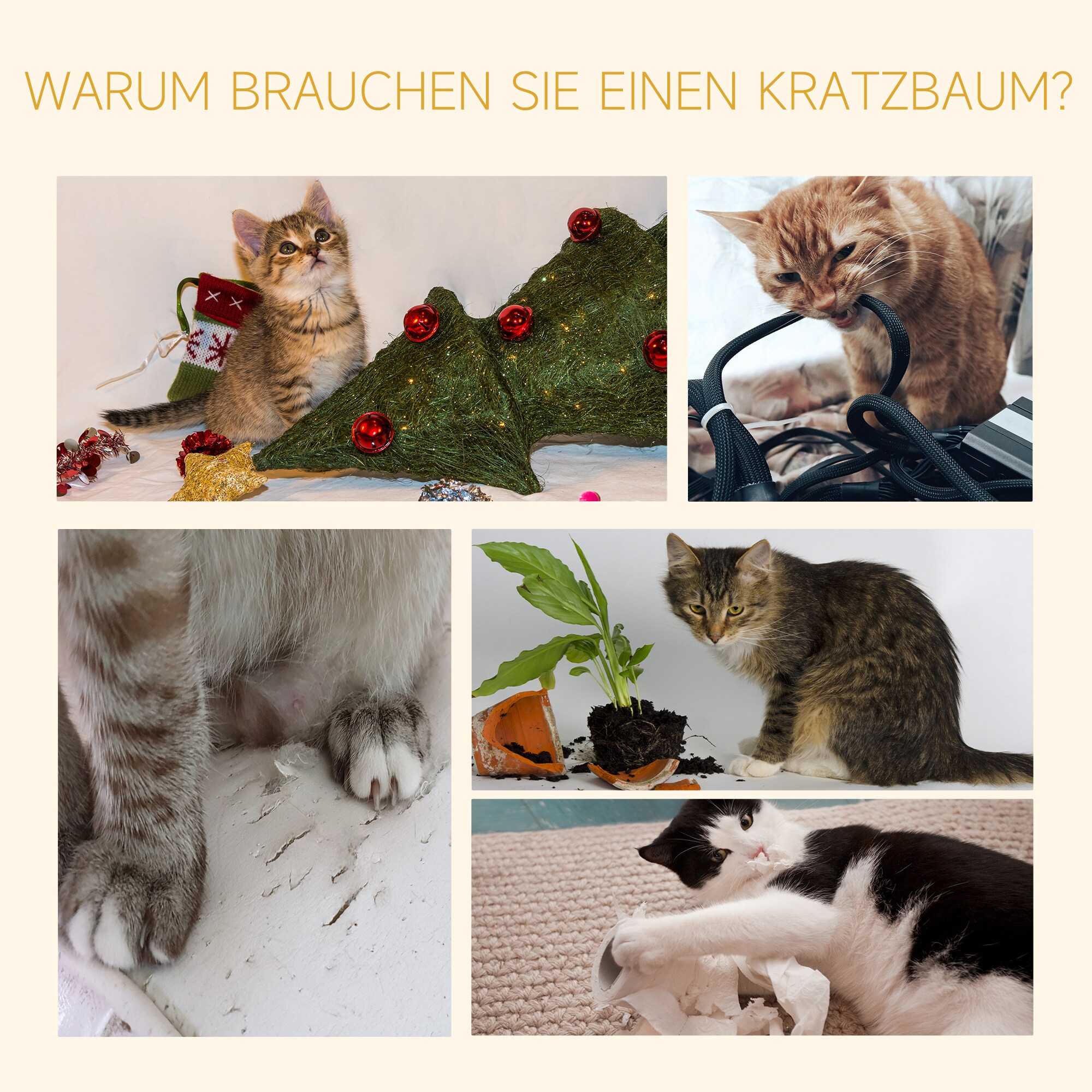 PawHut Kratzbaum höhenverstellbar 40 x 34 x 230-260 cm (LxBxH)