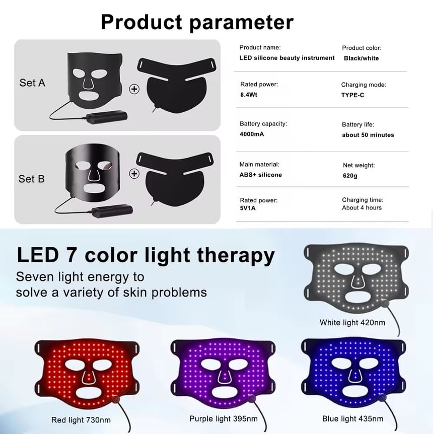 Beautyronics - USB-oplaadbaar lichttherapie-gezichtsmasker