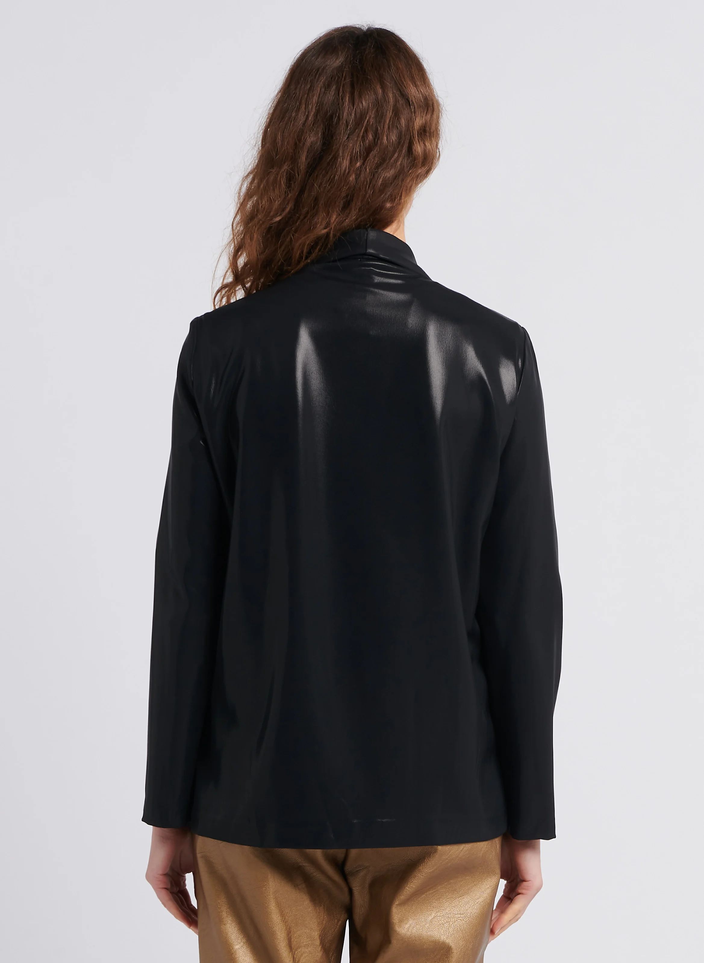 Blazer col tailleur effet satiné | Noir