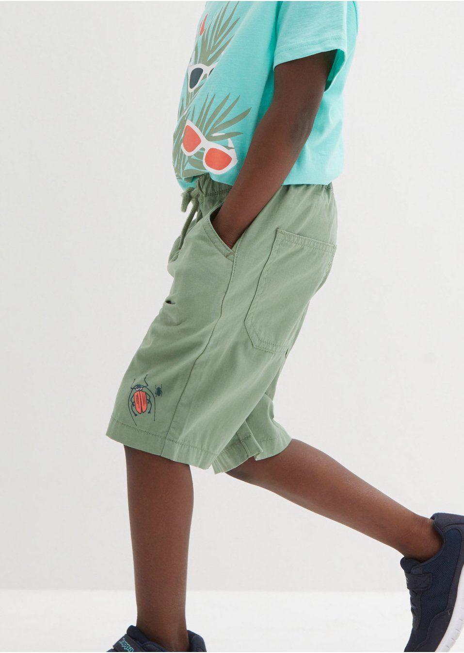 Bermuda garçon en toile avec taille extensible, Regular Fit