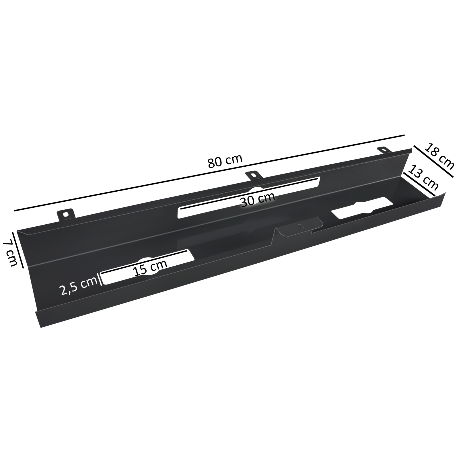 Schreibtisch-Kabelkanal - schwarz - Metall - 80x13 cm