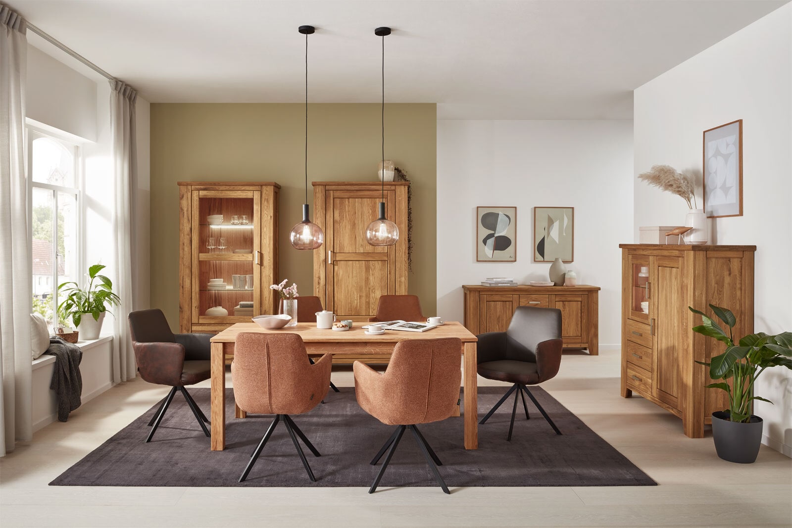 Highboard LOFT 131 x 139 cm Eiche braun