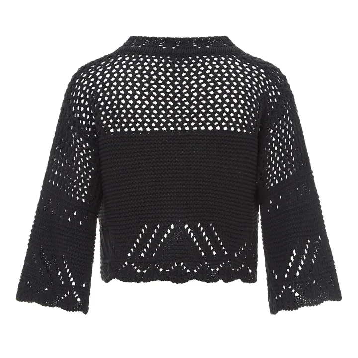 Alma Deia Cardigan Maille Crochet | Noir