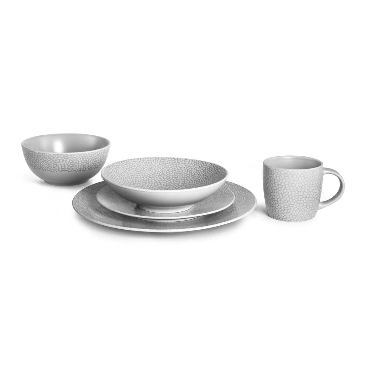 Stone Gris clair - Coffret 6 assiettes salade et pâtes Médard de Nobla