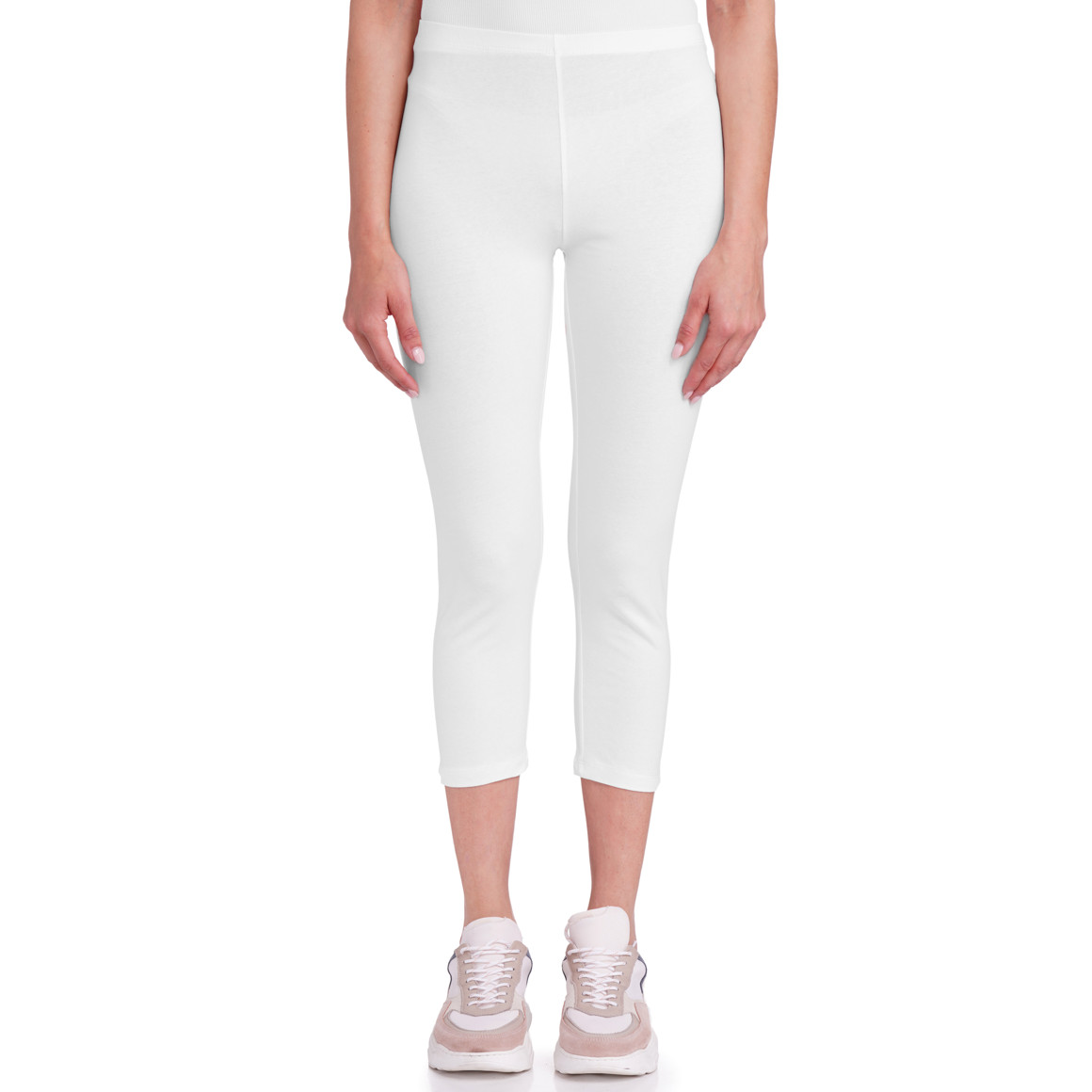 Famy 2 Damen 3/4-Leggings unifarben weiss / schwarz