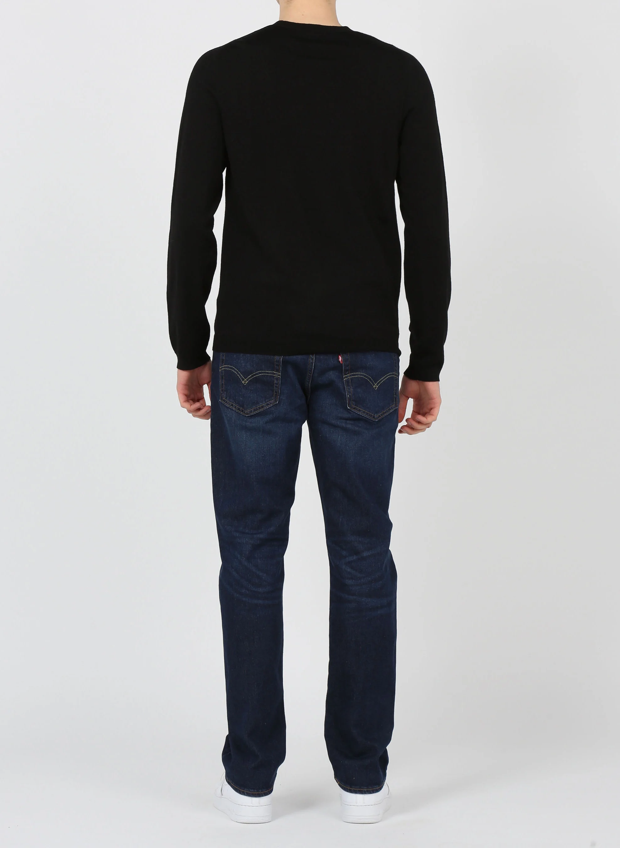 FLEX - Pull col rond regular-fit en laine | Noir