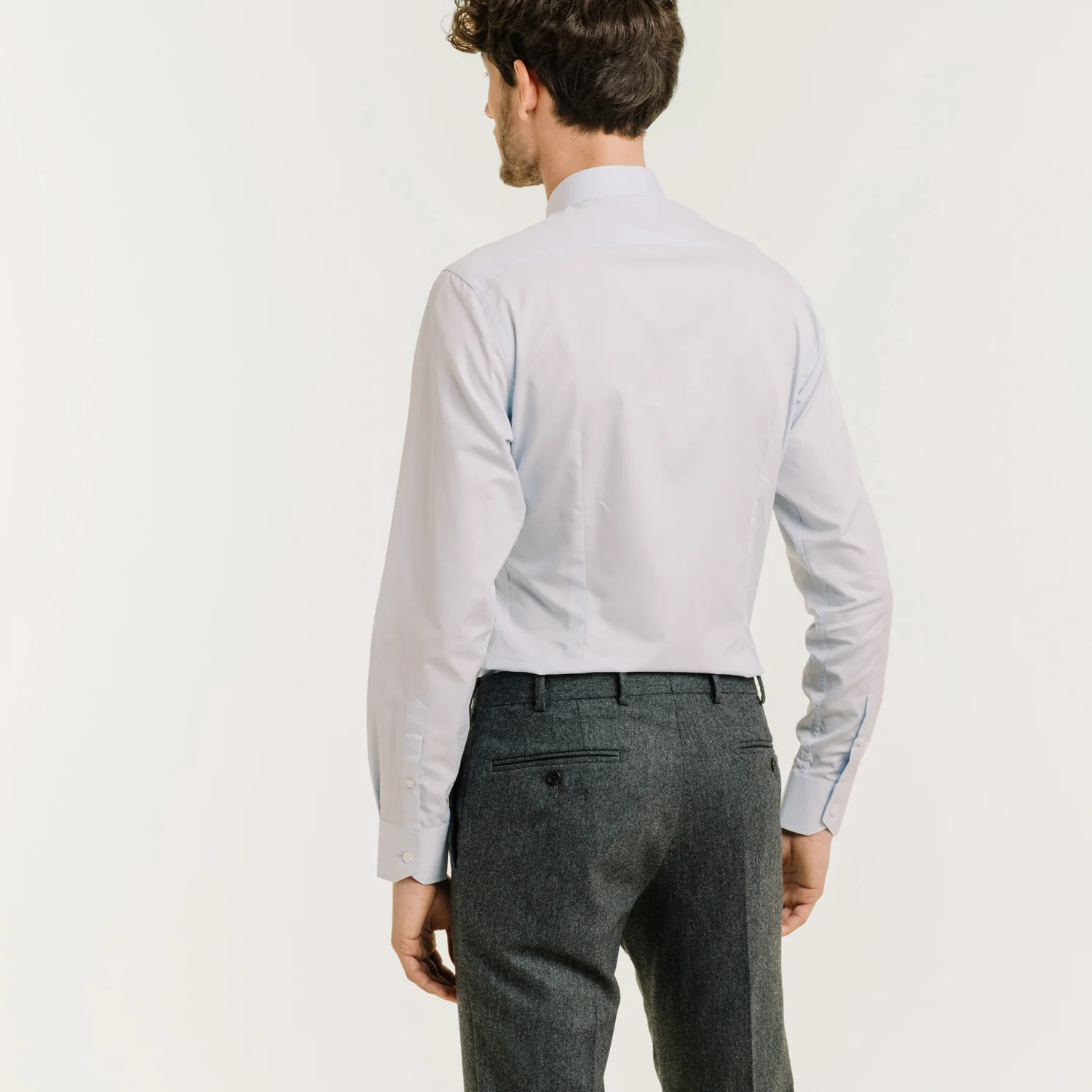 Fitted shirt in sky blue double-twisted fil-a-fil
