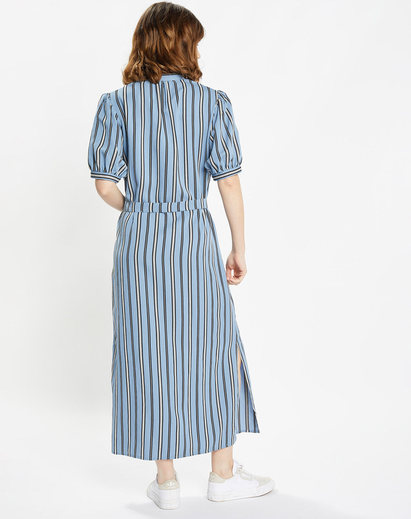 Galeries Lafayette Robe longue chemise Laurier à rayures bleu
