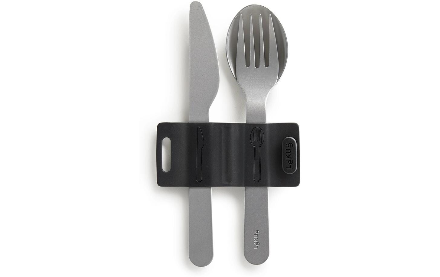Besteck-Set to go Edelstahl, 3-teiligDrei-teiliges Set aus kompaktem Besteck, perfekt zum Essen unterwegs