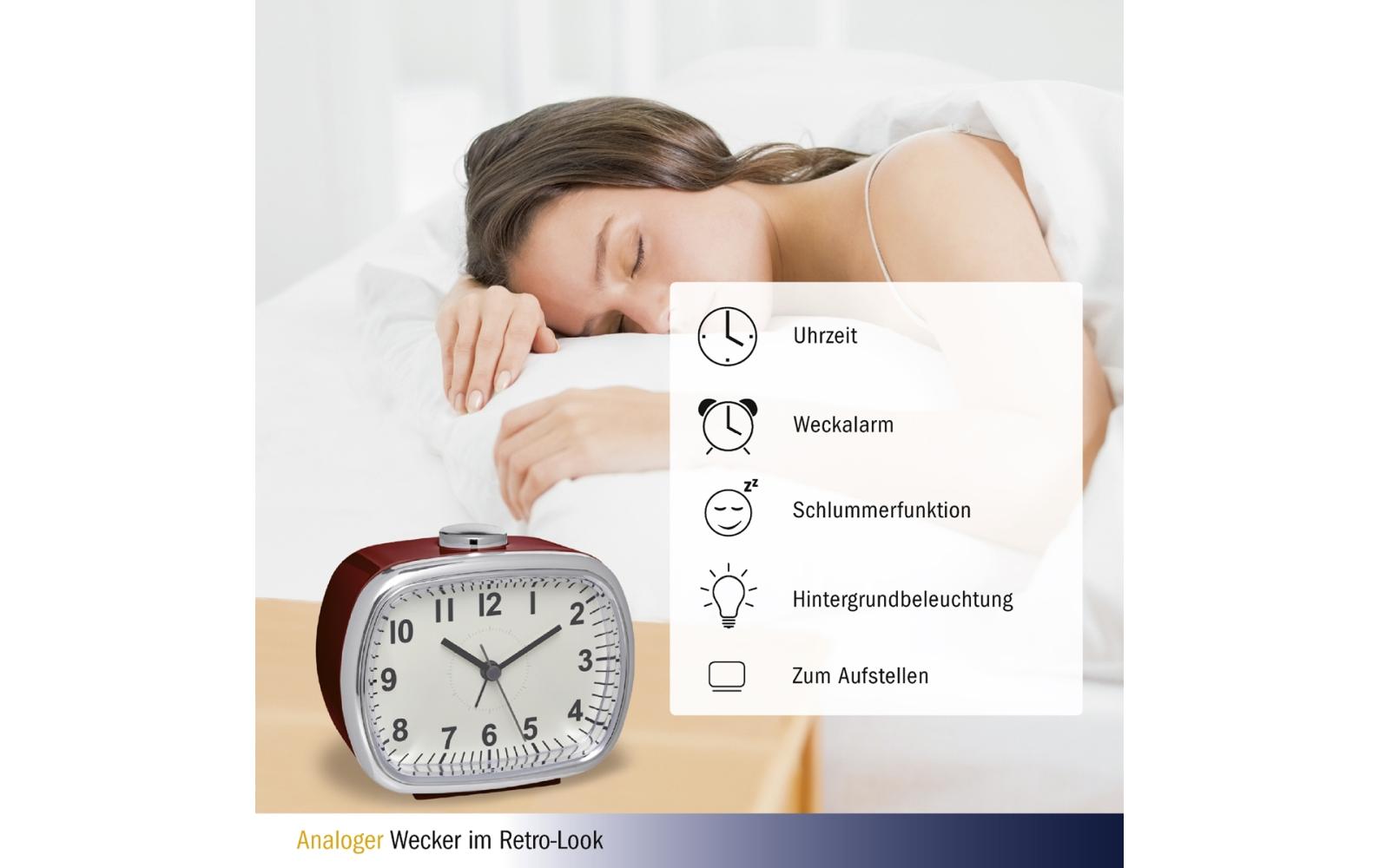 Analoger Wecker Retro, RotKlassischer Wecker