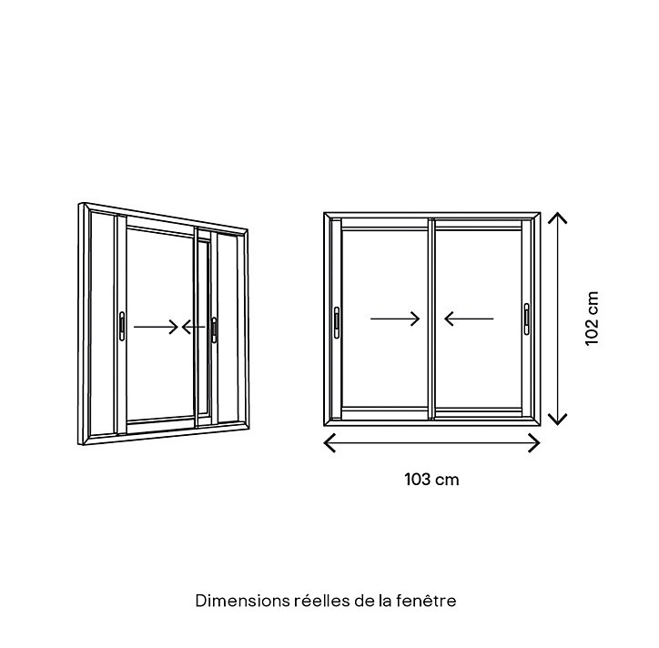 Fenêtre alu 2 vantaux coulissant GoodHome gris - l.100 x h.100 cm