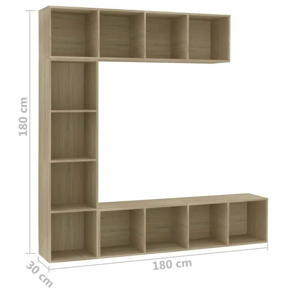 vidaXL - Boekenkast - Bruin - Bewerkt hout - 3 stuks