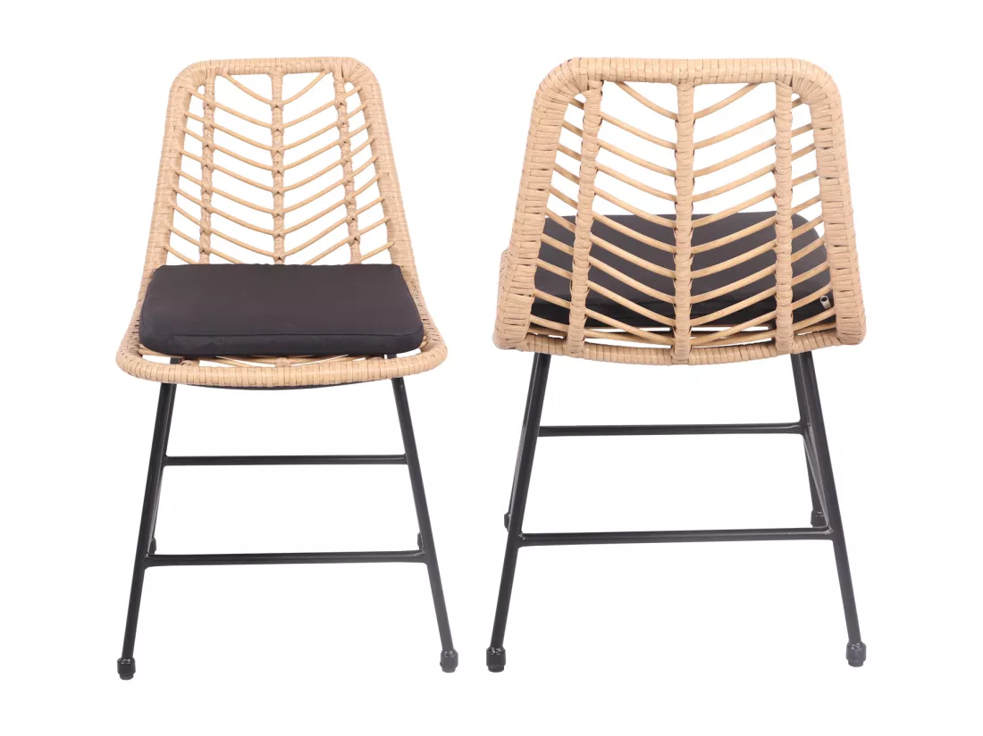 Lot de 2 chaises en rotin synthétique avec coussins OKA - HAPPY GARDEN