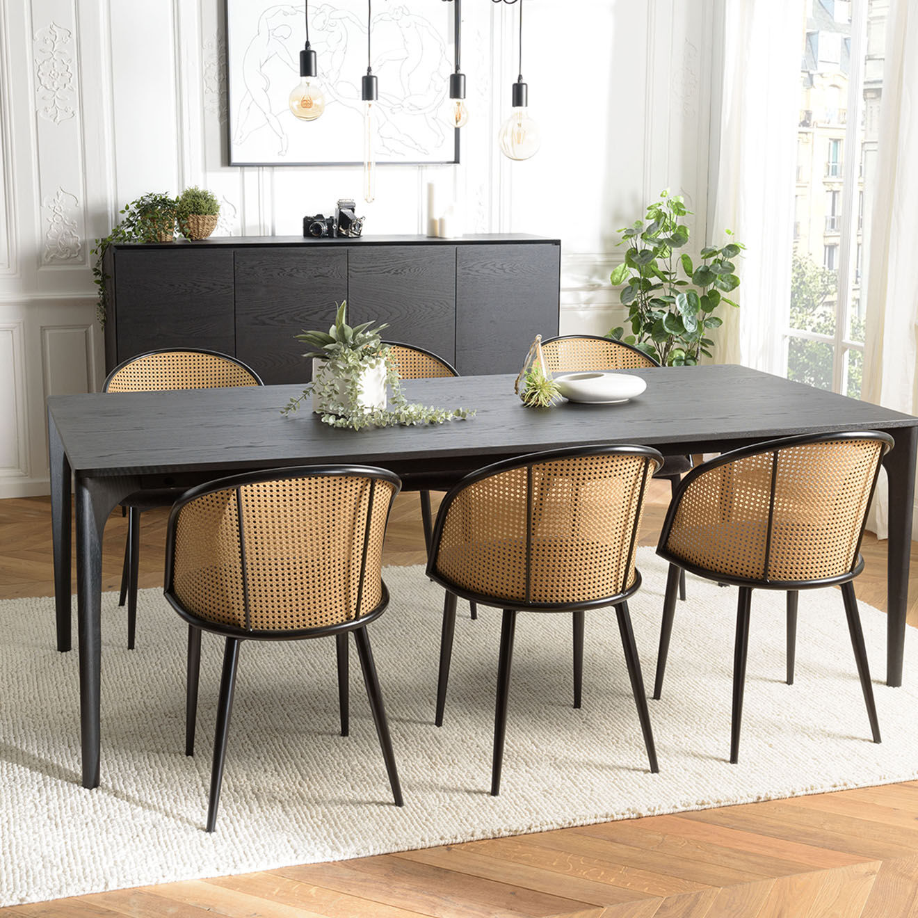 Macabane Table à manger Madison noire - 220x100x76 cm