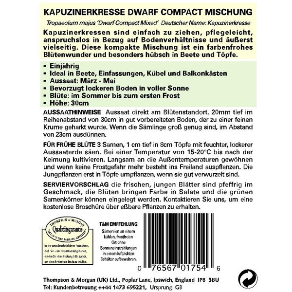 Thompson & Morgan Samen Kapuzinerkresse 'Dwarf