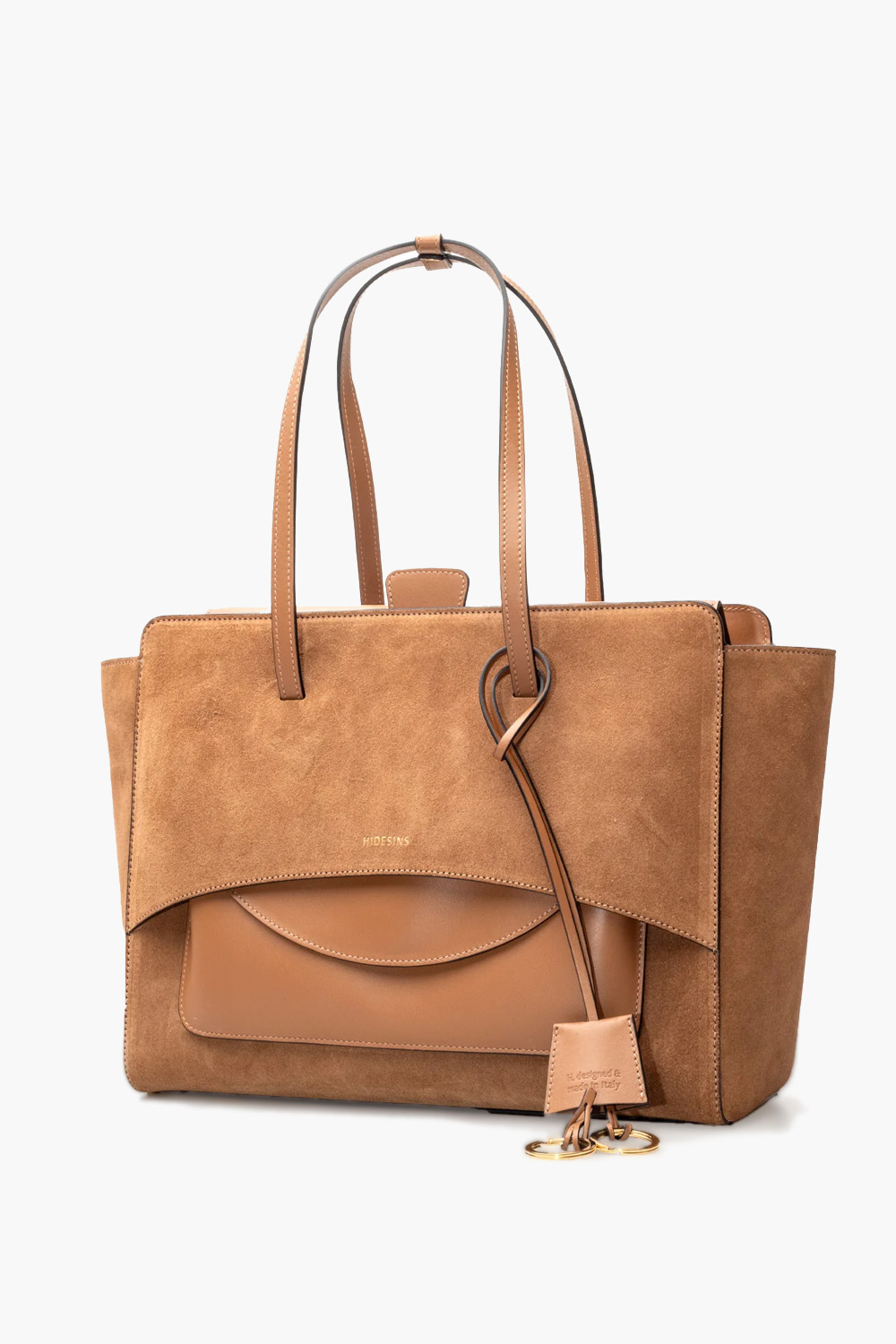 Flap L suede shoulder bag