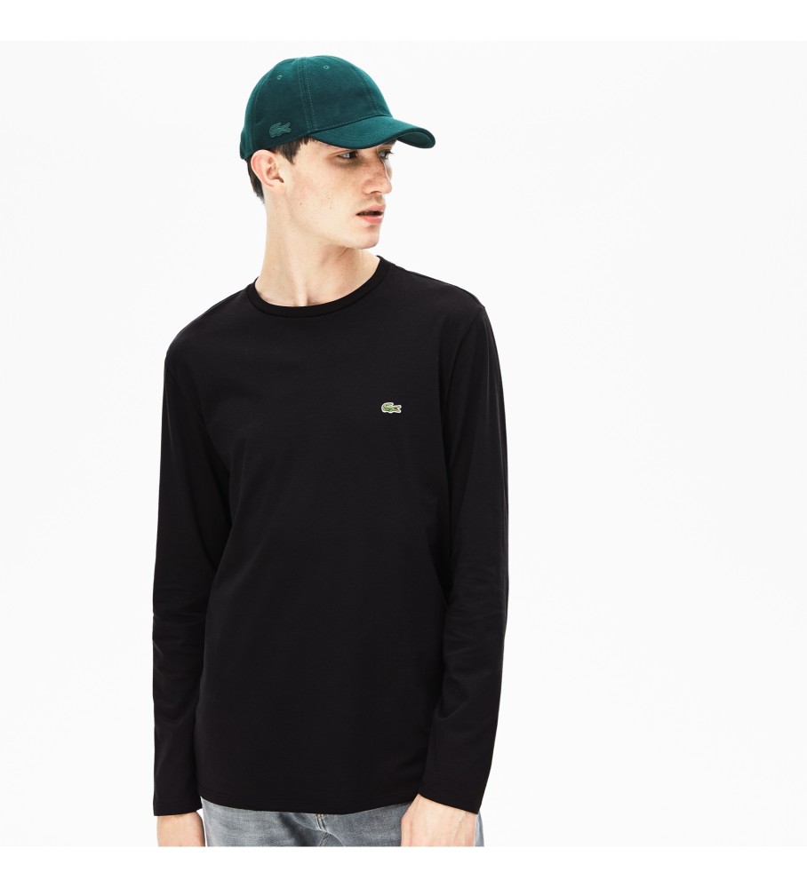Camiseta Lacoste preta de gola redonda