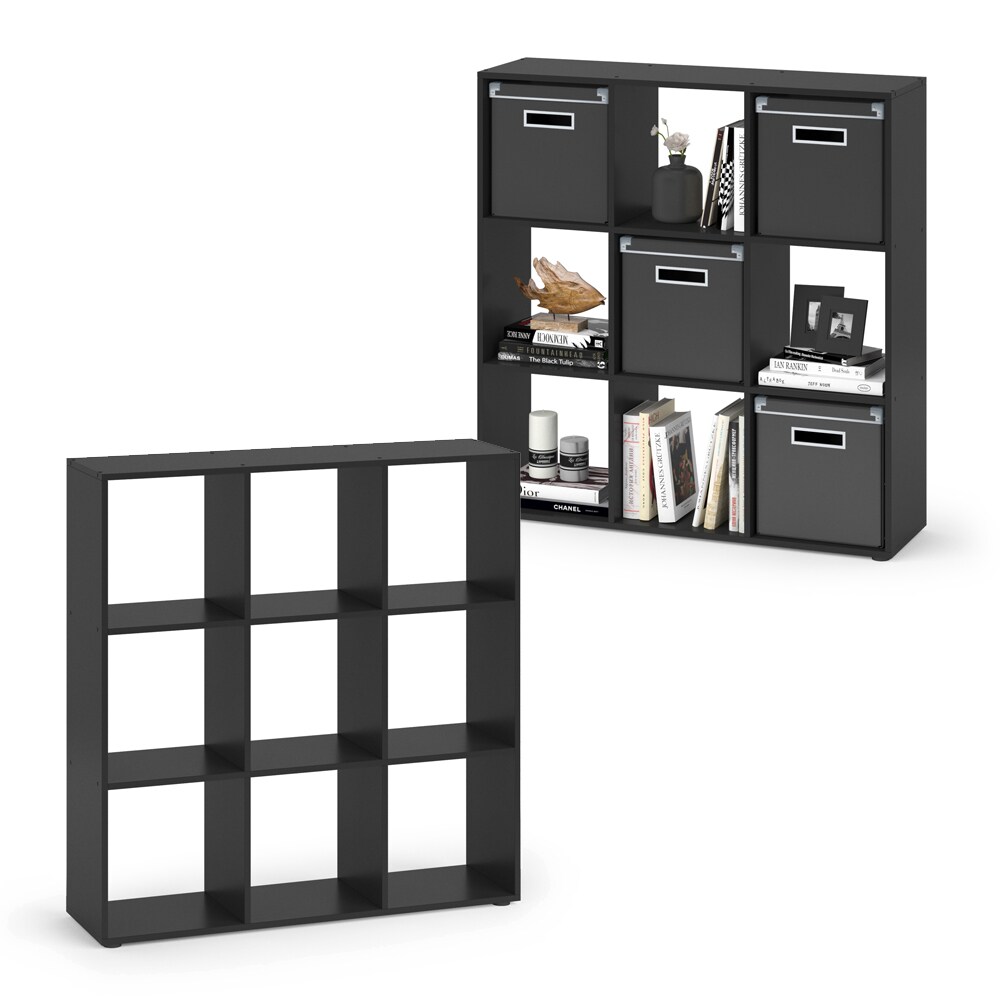 VICCO Raumteiler NOVE 9 Fächer Schwarz - Würfelregal Raumtrenner Standregal