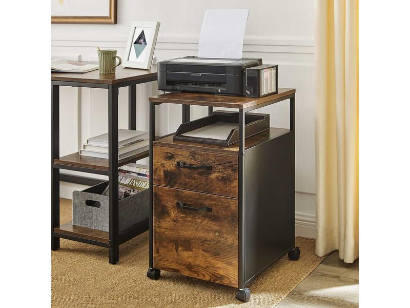 VASAGLE Multifunktionswagen mit 2 Schubladen 41 x 66 cm Büroschrank auf Rollen